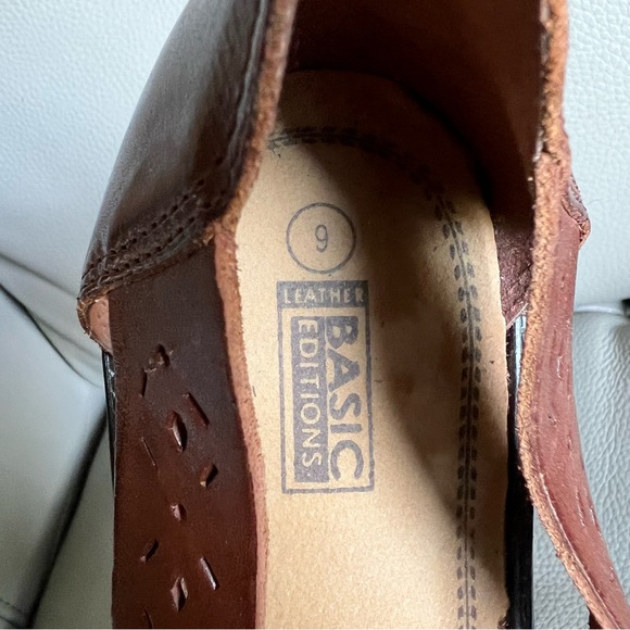 Vintage Sz 9 Genuine Leather Huarache Basket Weave Sandals Flat Shoes - Picture 4 of 15